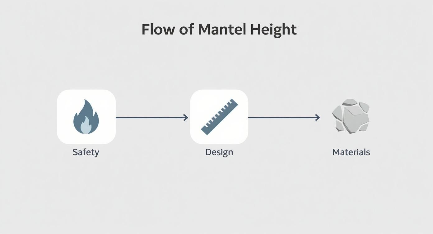 Infographic about average height of fireplace mantel