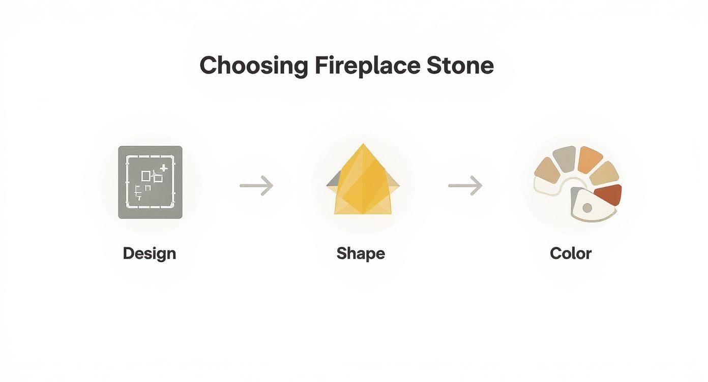 Infographic about stone veneer on fireplace