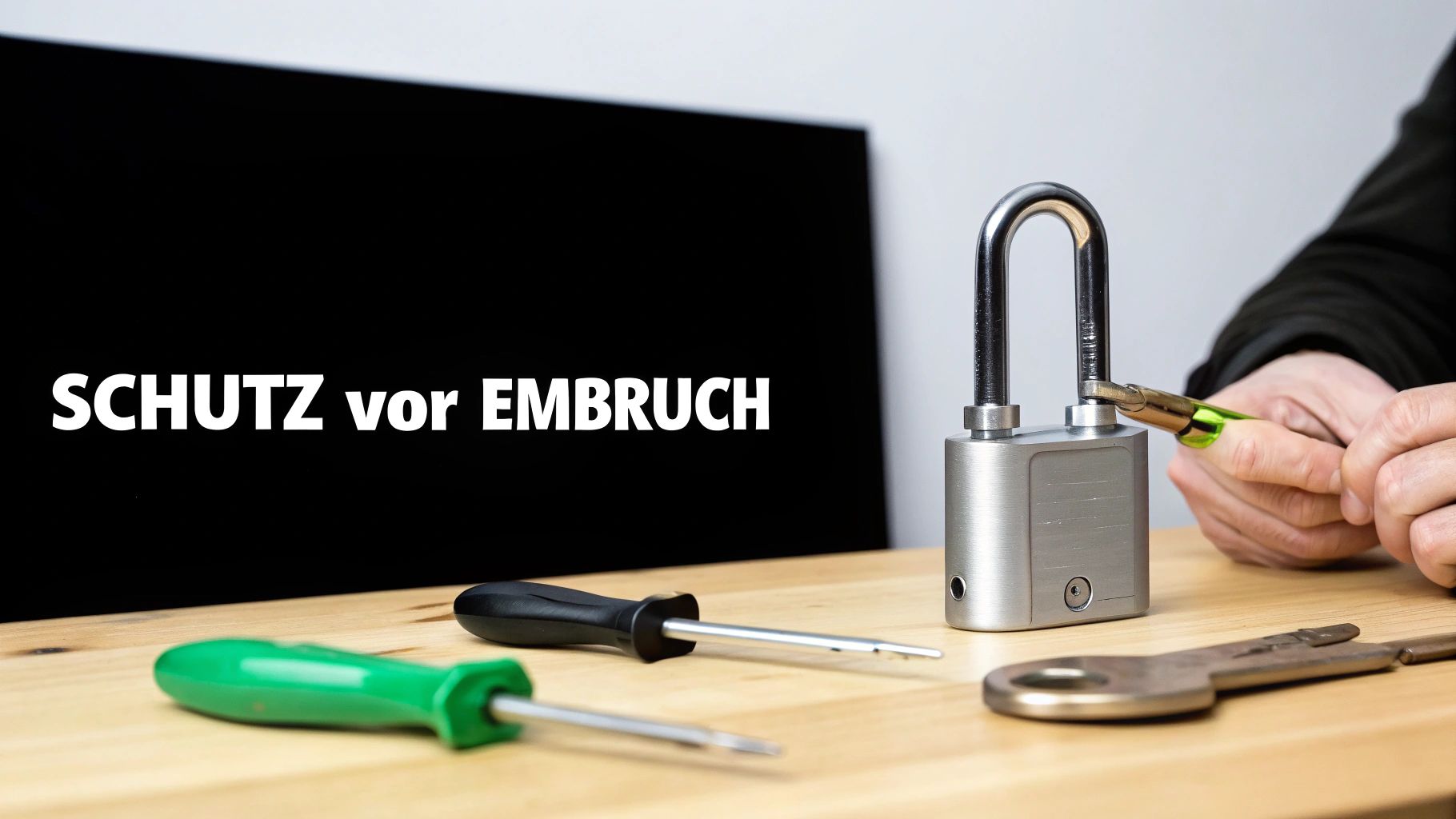 Einbrecher versucht, ein Schloss zu knacken