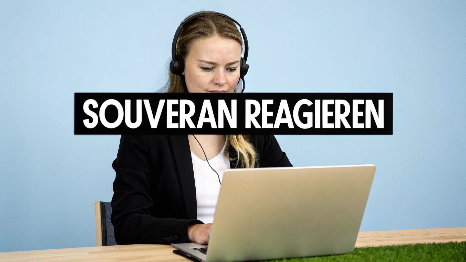 Person calmly responding to negative comments on a laptop, symbolizing control and professionalism