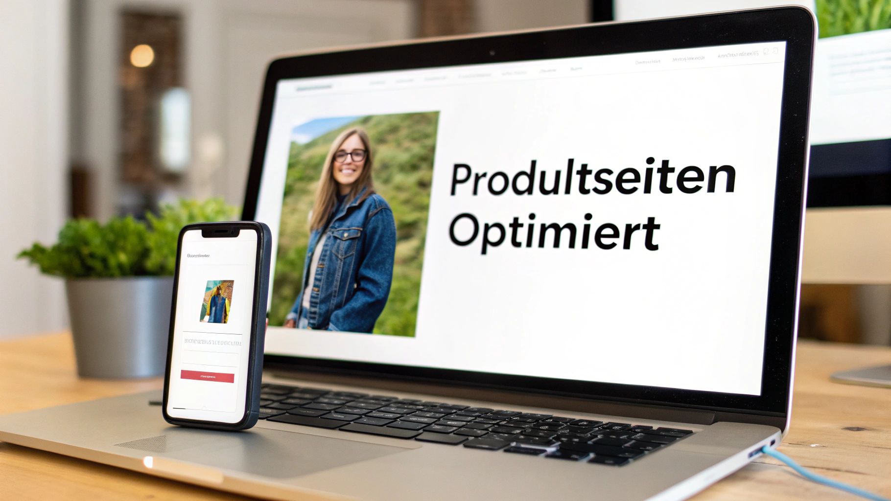 Person, die an einem Laptop arbeitet und eine E-Commerce-Website optimiert