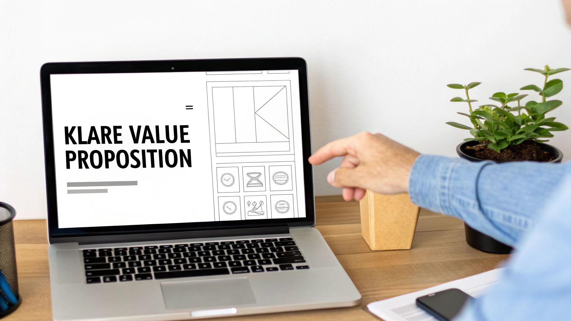 Eine Person schreibt an einem Laptop an einer überzeugenden Headline für eine Landing Page