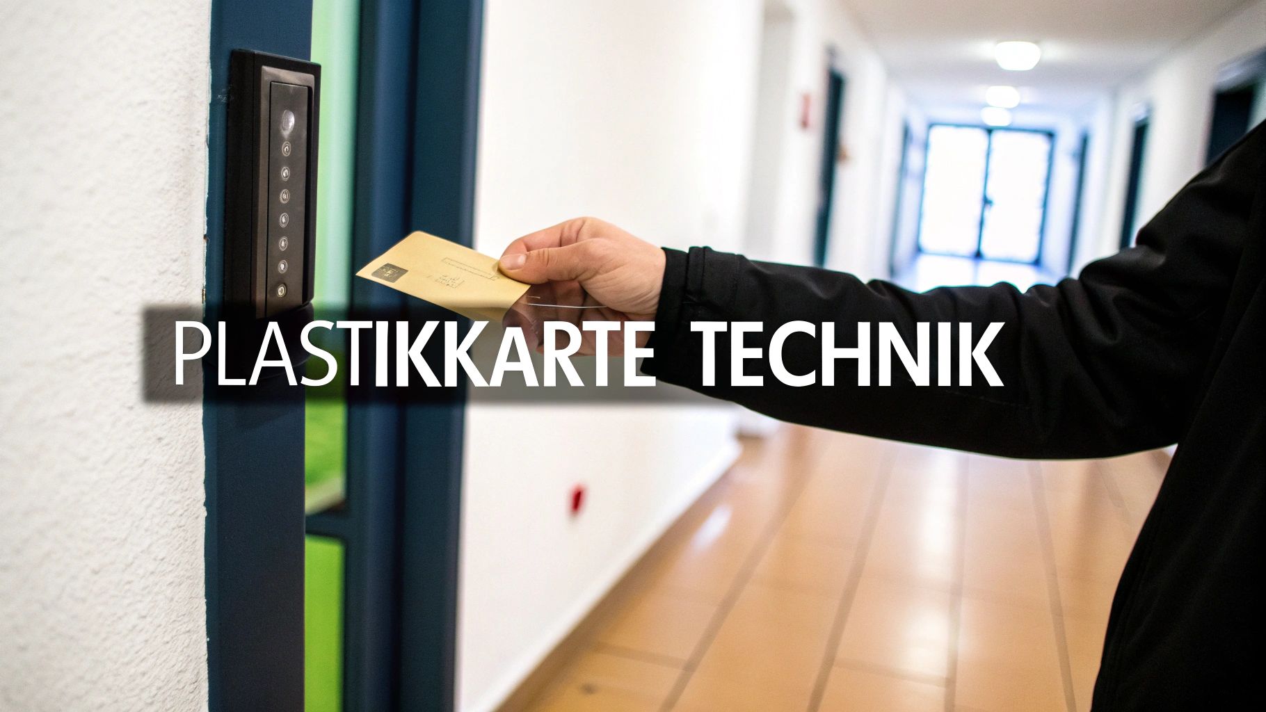 Eine Person versucht vorsichtig, eine Tür mit einer Plastikkarte zu öffnen.