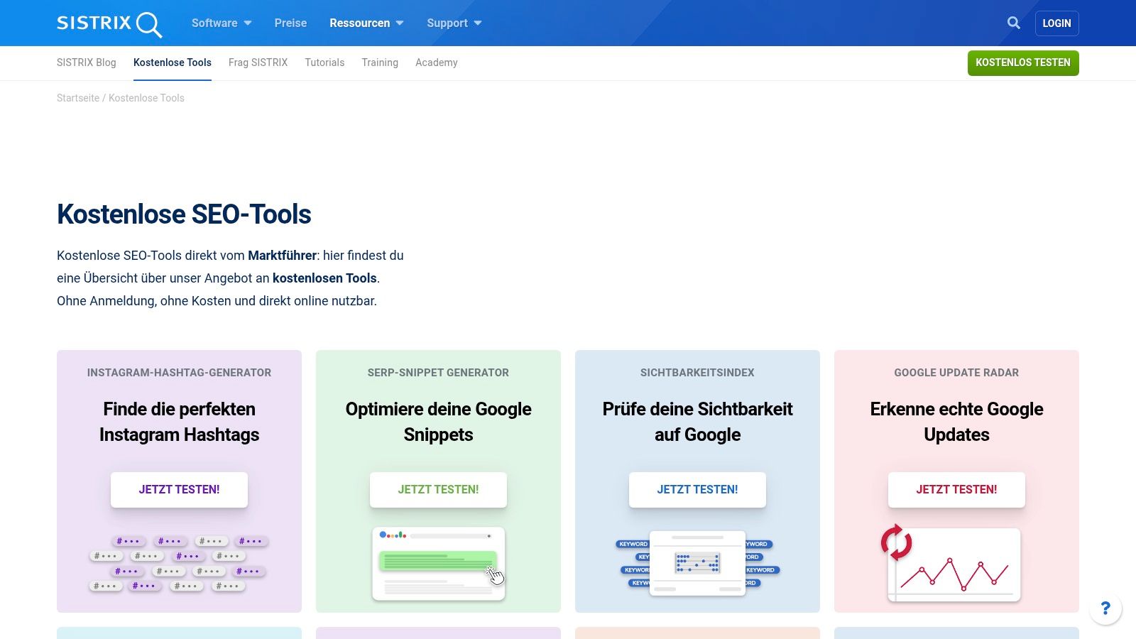 SISTRIX – Free SEO Tools