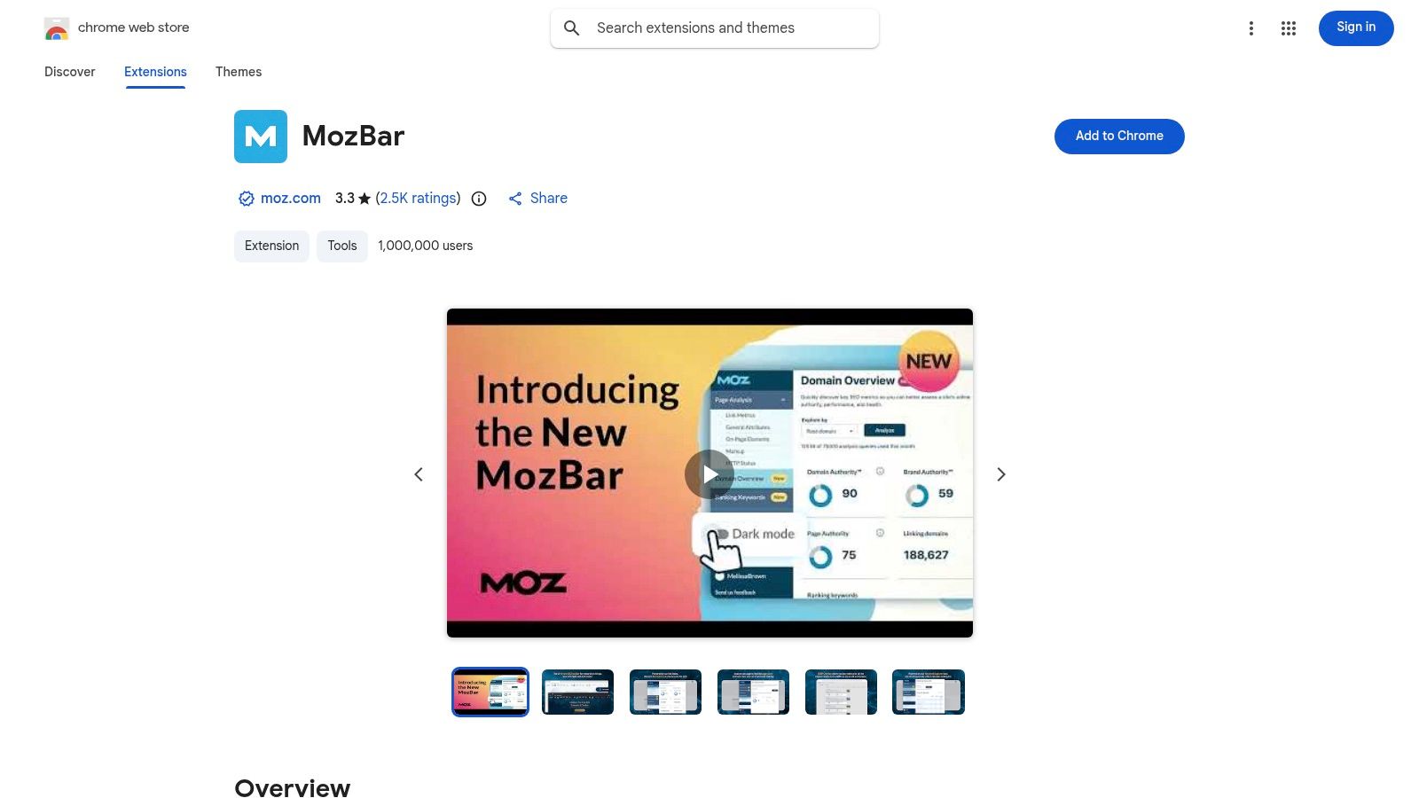 MozBar (kostenlose Browser‑Erweiterung)