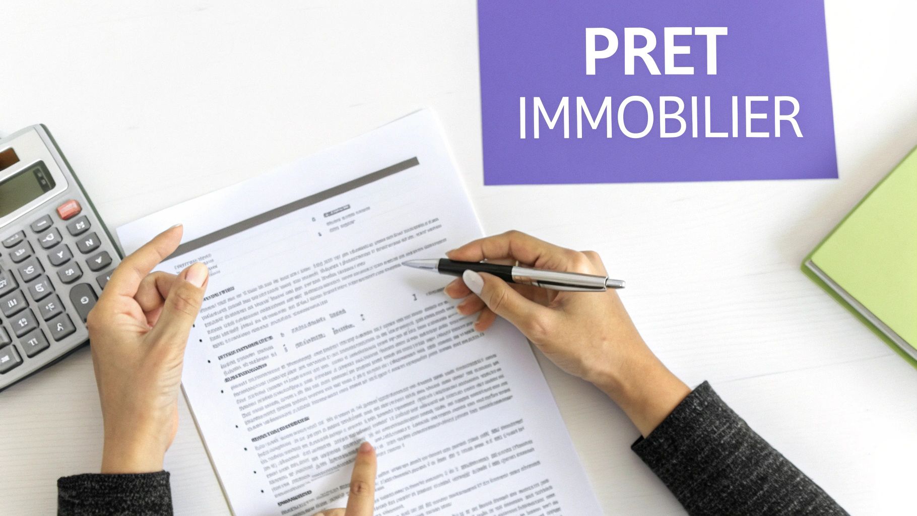 Personne analysant des documents financiers pour un prêt immobilier