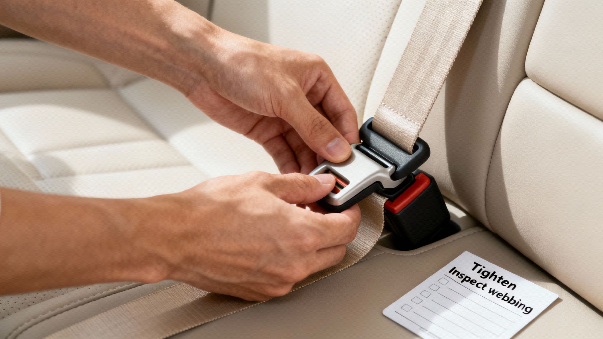 Vehicle seat belt adapter installation