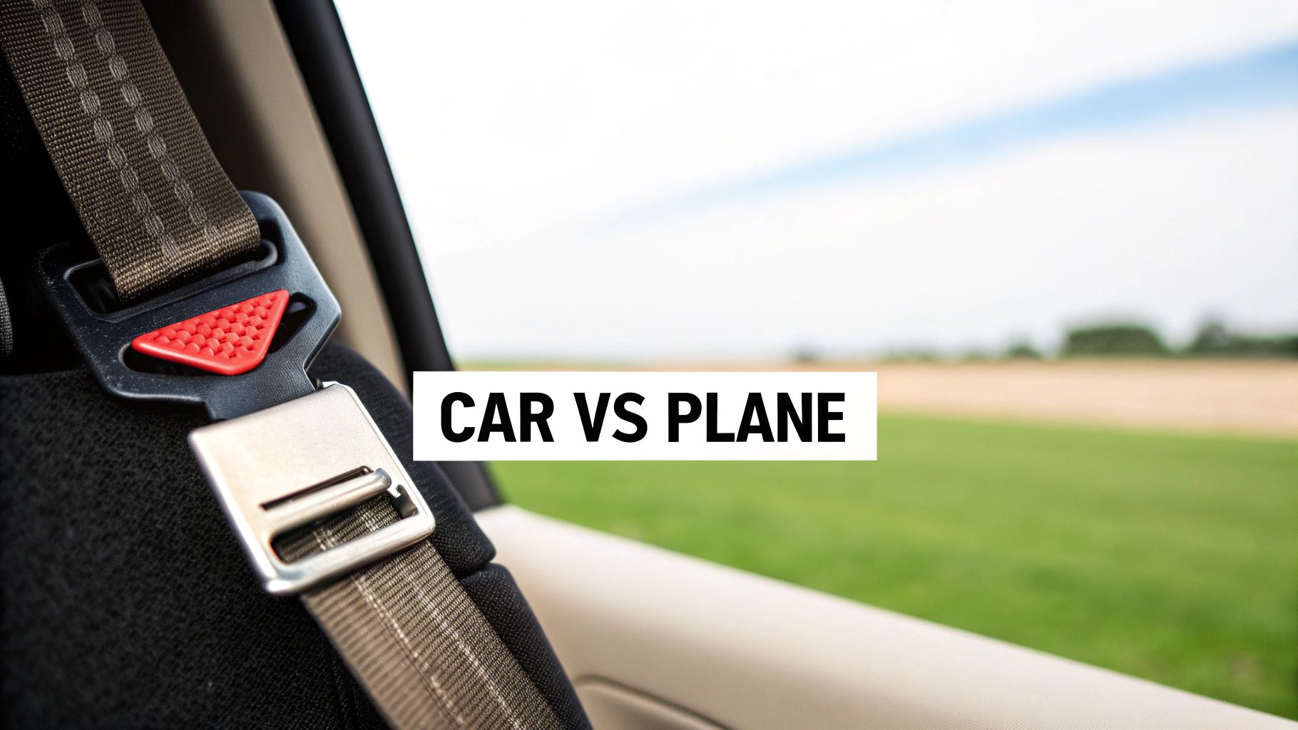An airplane seat belt buckle next to a car seat belt buckle, showing their different designs.