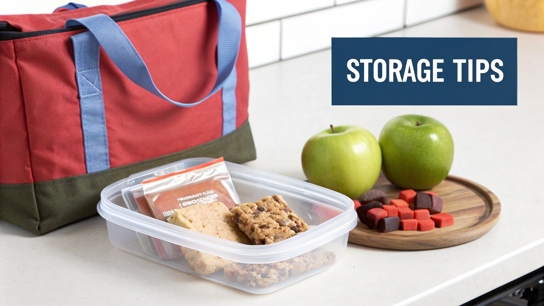 A low FODMAP snack bar next to a cup of coffee