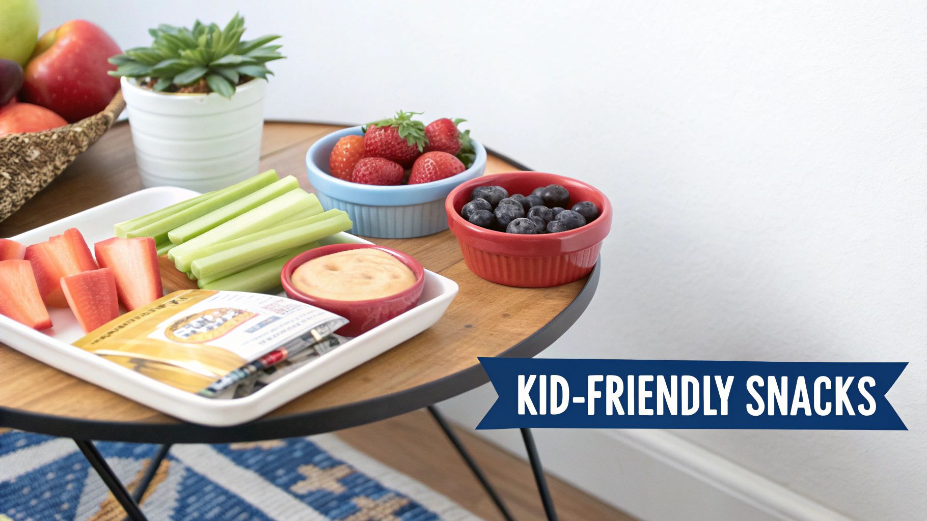 A happy child enjoys a Skout Organic snack bar outdoors, surrounded by nature.