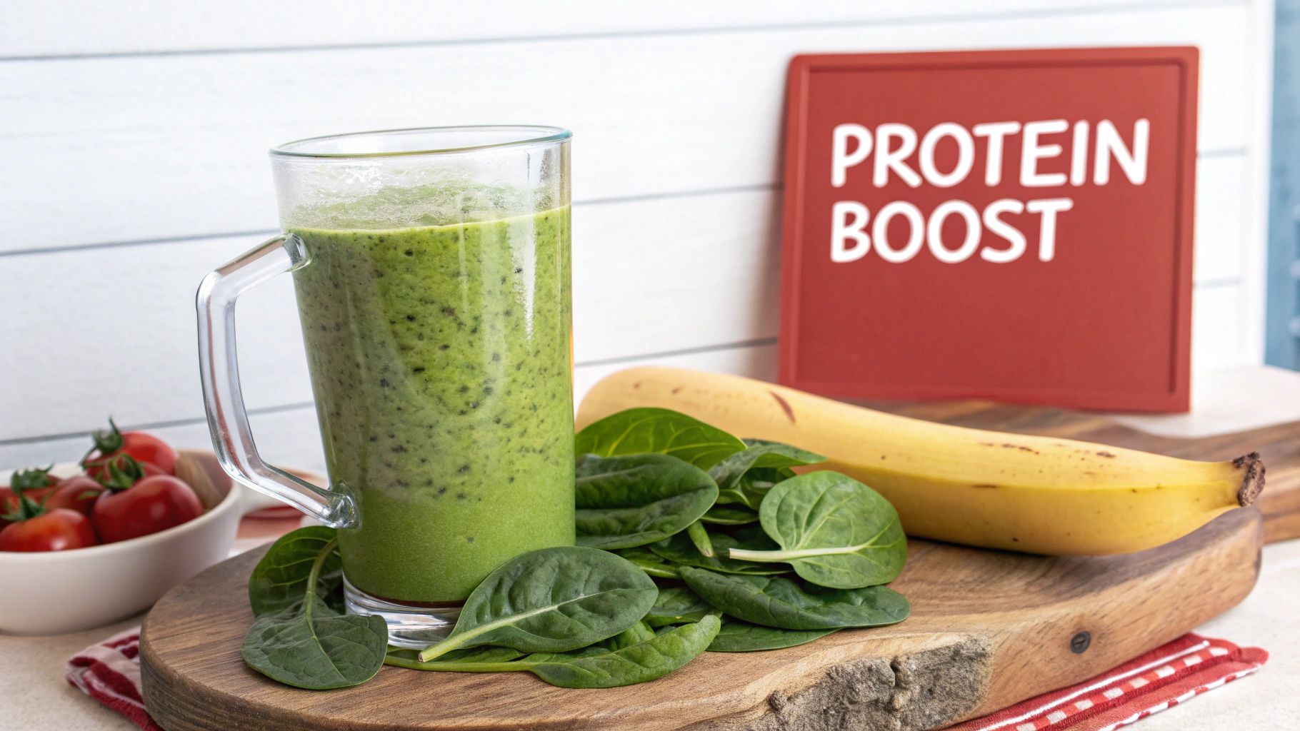Protein Smoothie with Banana, Spinach, and Nut Butter