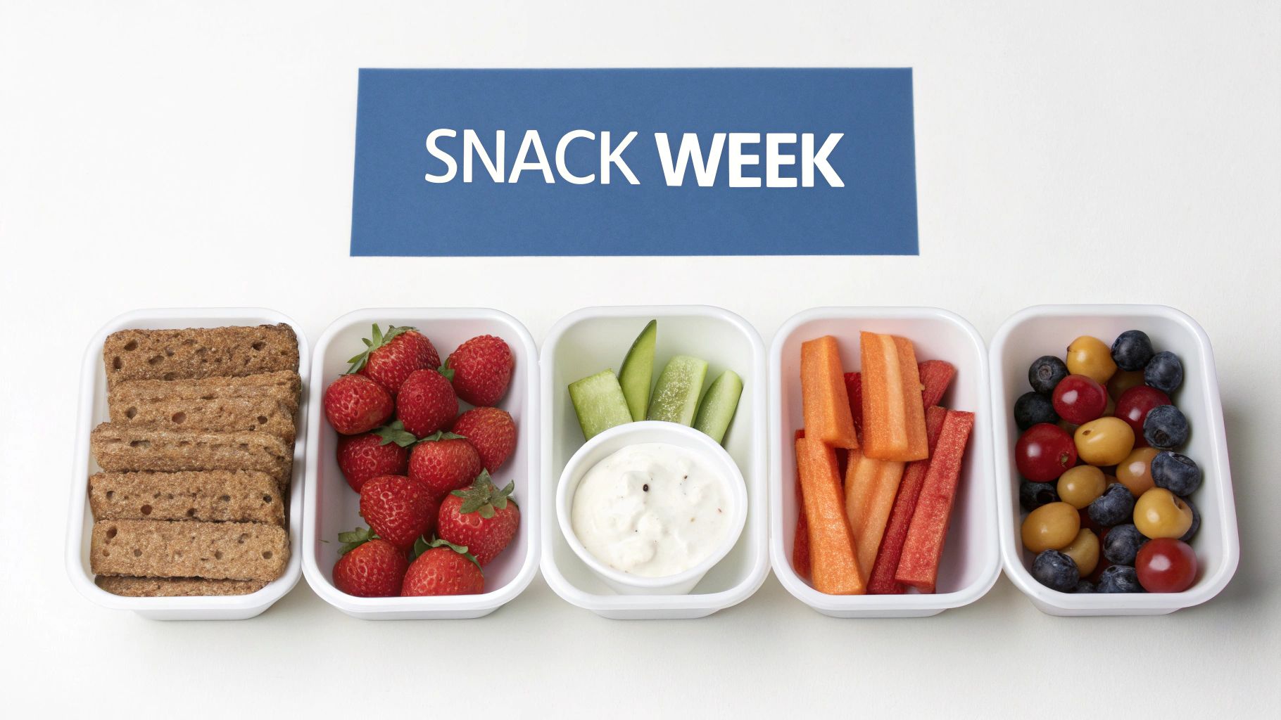 A Skout Organic kids snack bar and cookies next to fresh fruit.