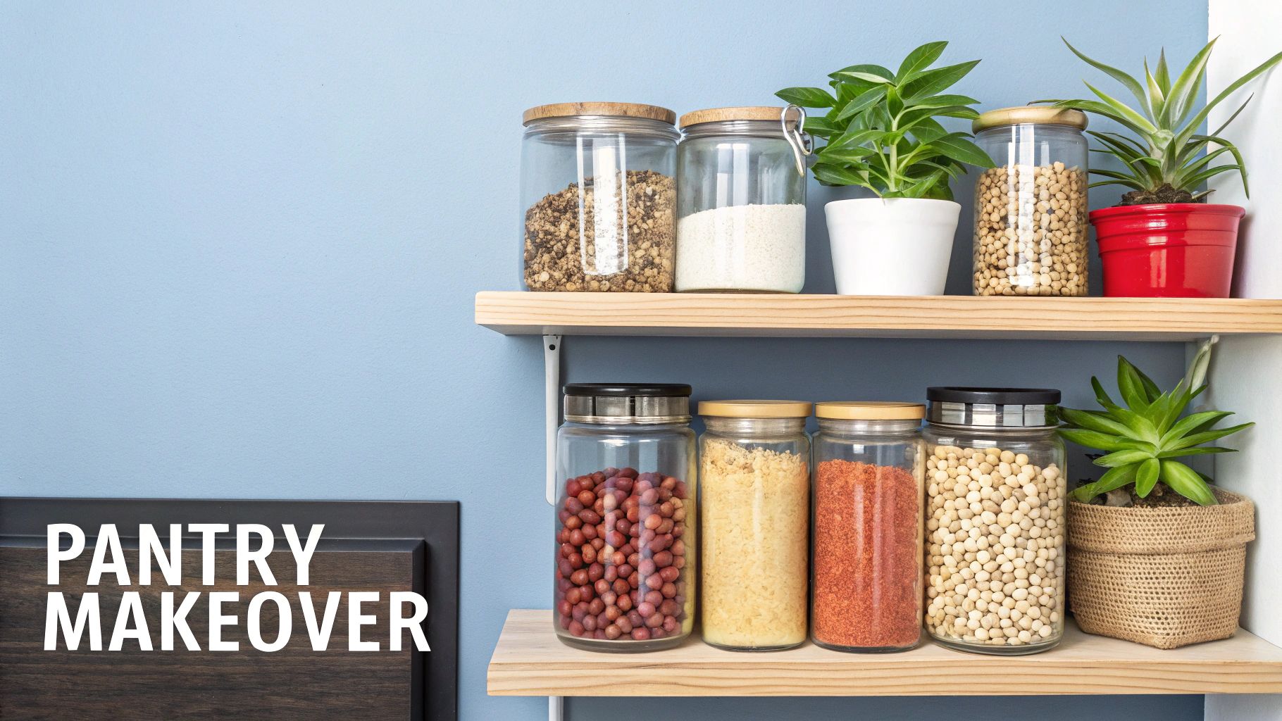 A family happily preparing a meal together in a kitchen filled with fresh fruits and vegetables.