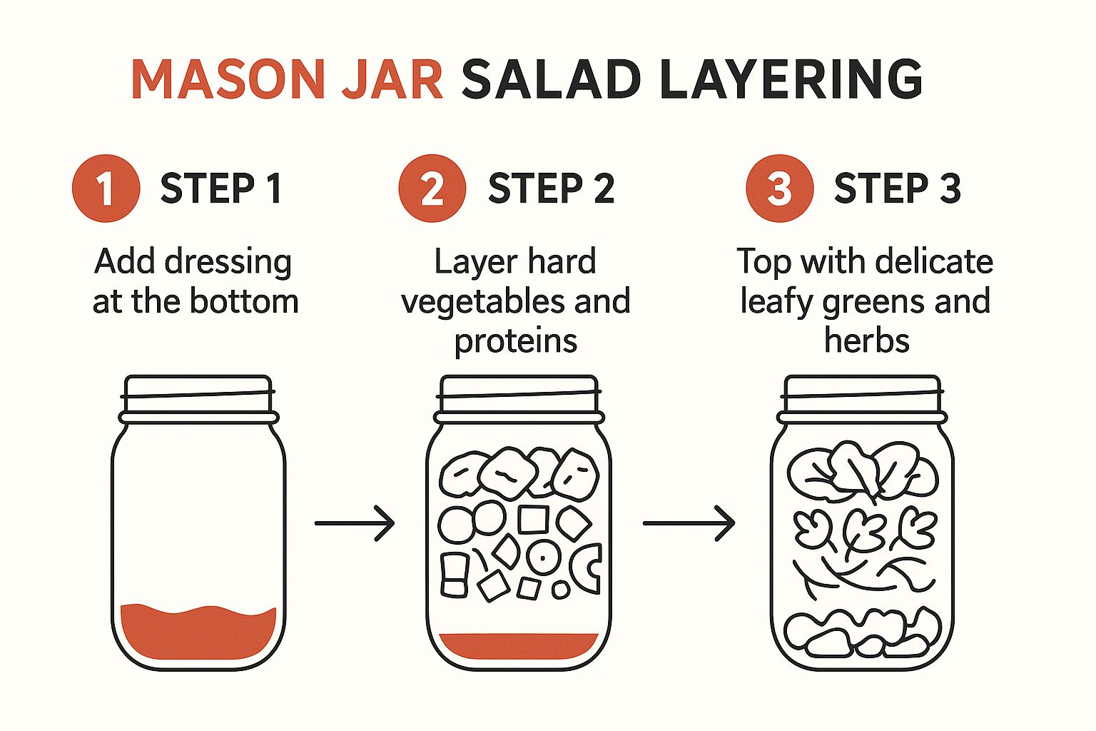 Infographic showing key data about Mason Jar Salad Layering System