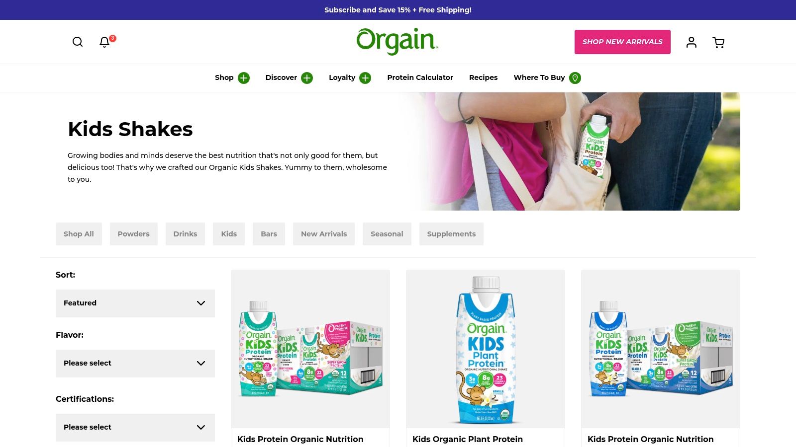 Orgain (Kids Protein Shakes – official brand site)