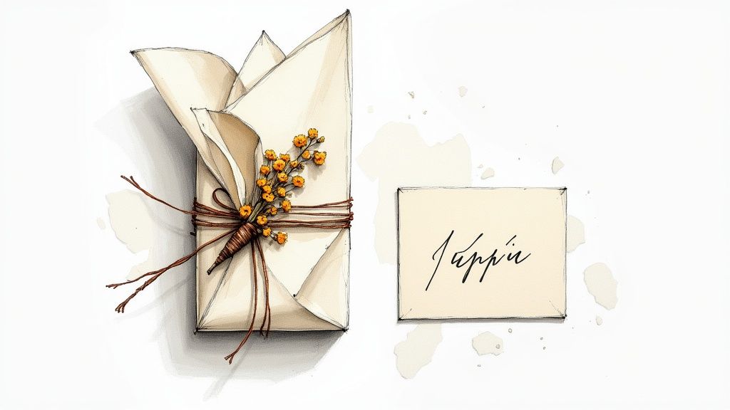 Emballage cadeau fait main avec des éléments naturels