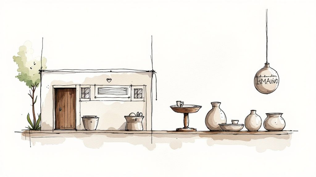 Bijoux faits main présentés sur un étal de marché artisanal