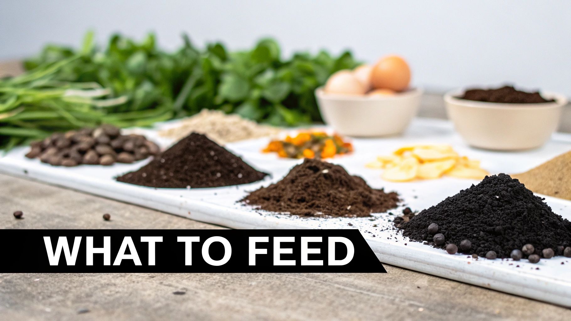 A collection of colorful fruit and vegetable scraps ready for a worm bin.