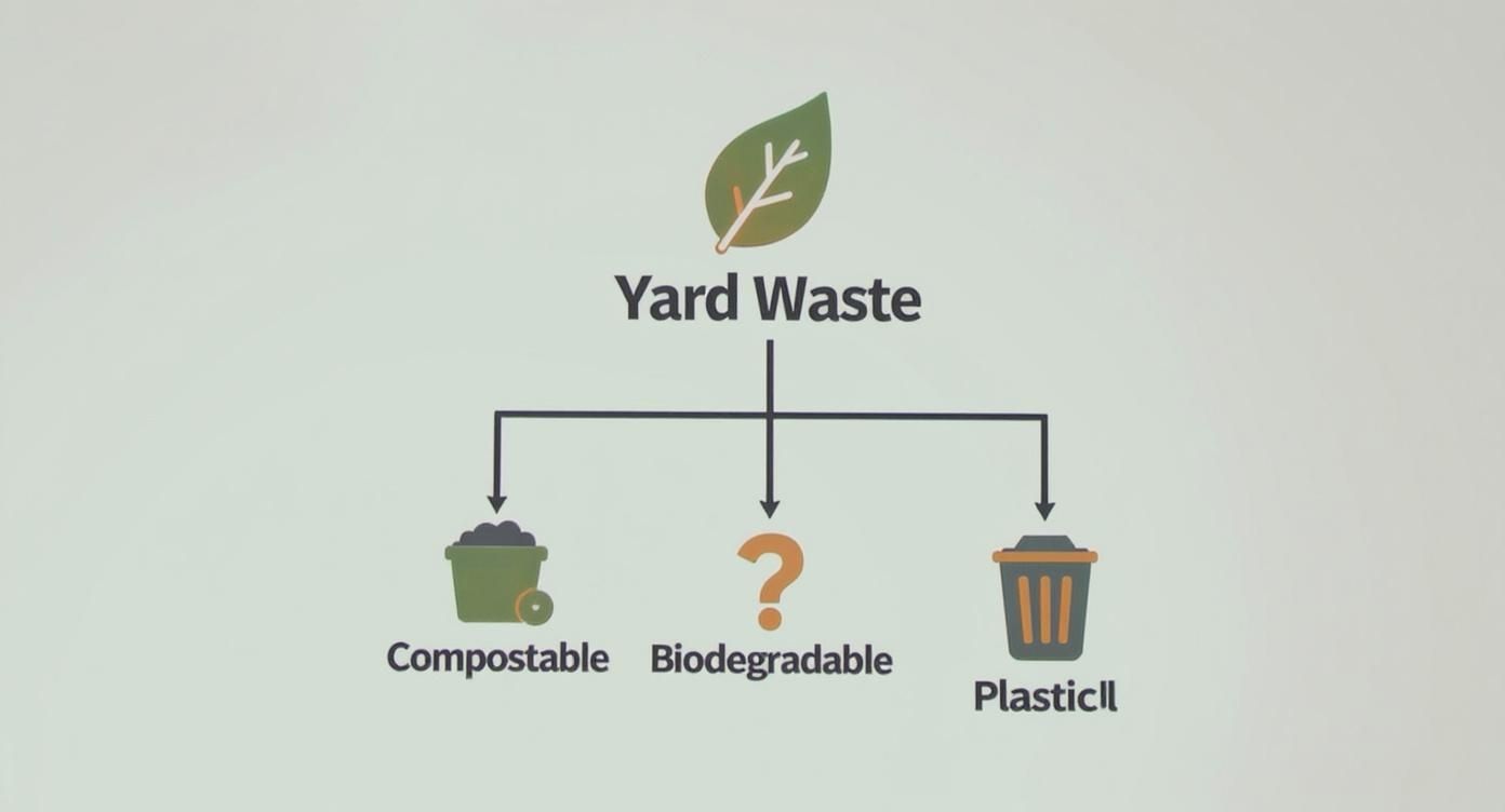 Infographic about compostable lawn and leaf bags