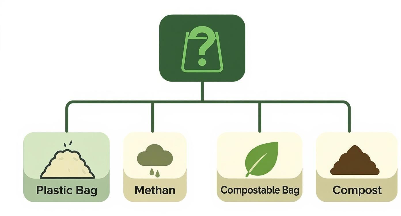 Infographic about compostable trash bags