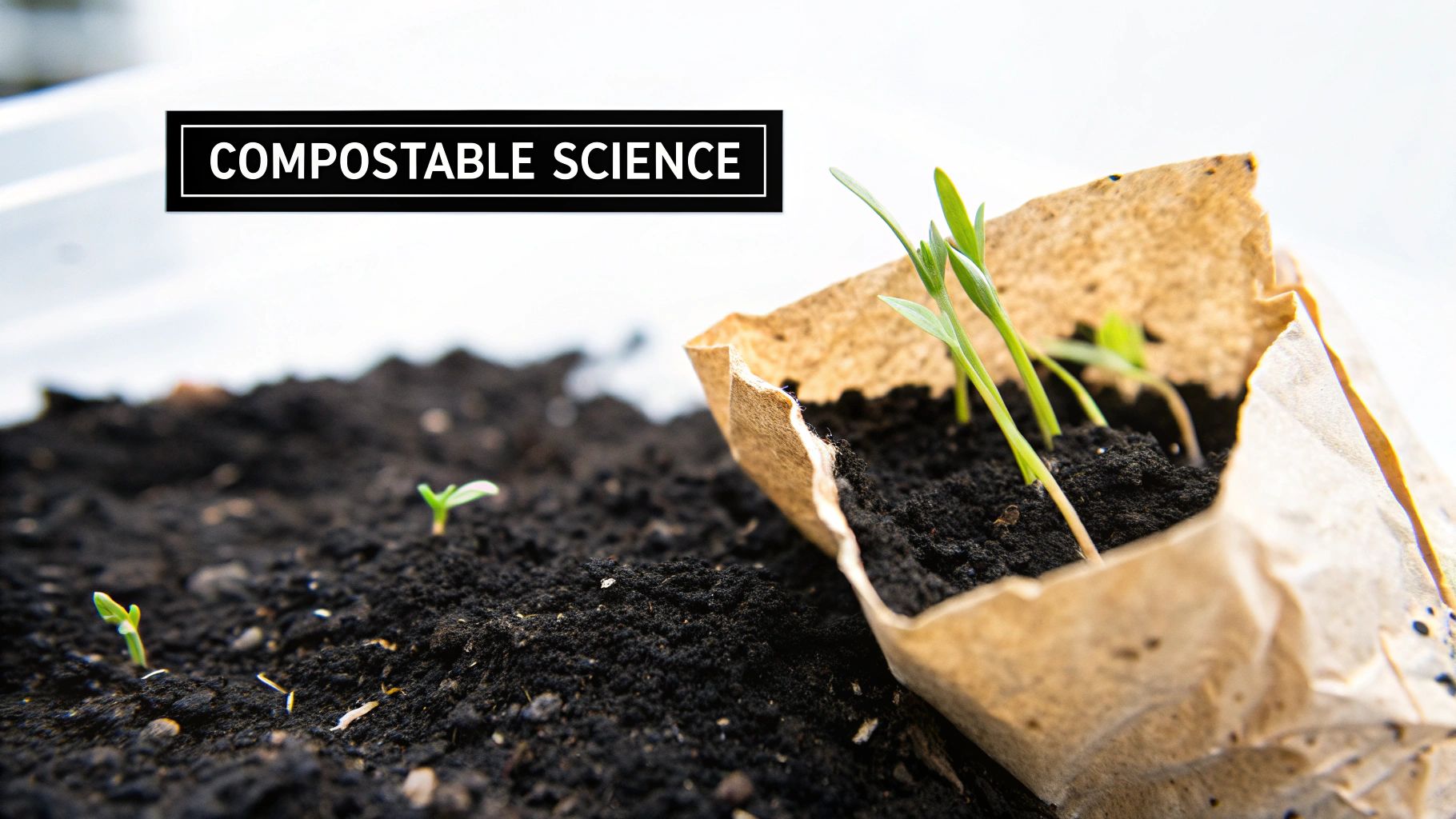 A close-up view of the texture of a compostable bag, highlighting its plant-based material.