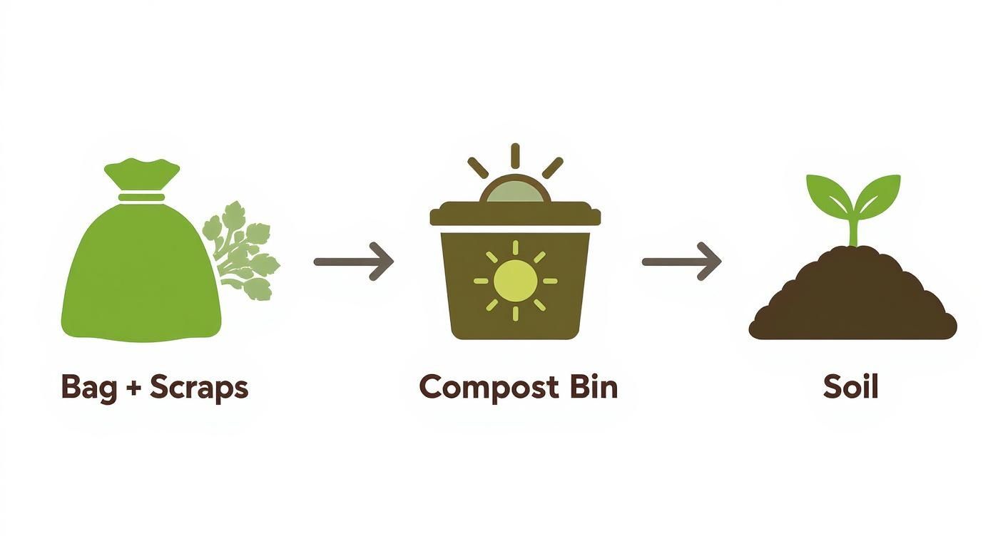 Infographic about compostable waste bags