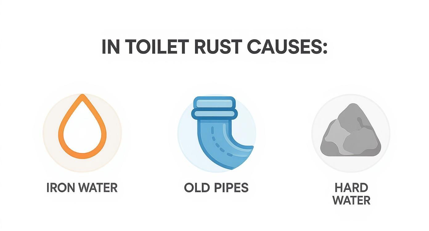 Infographic about how to remove rust from toilet bowl