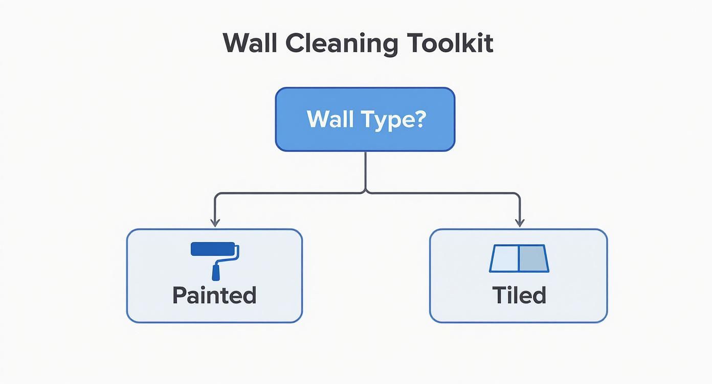 Infographic about how to clean bathroom walls