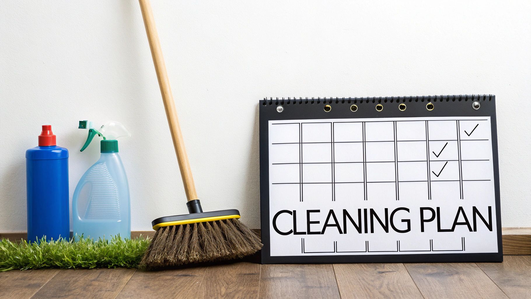 A well-organized home cleaning schedule on a clipboard
