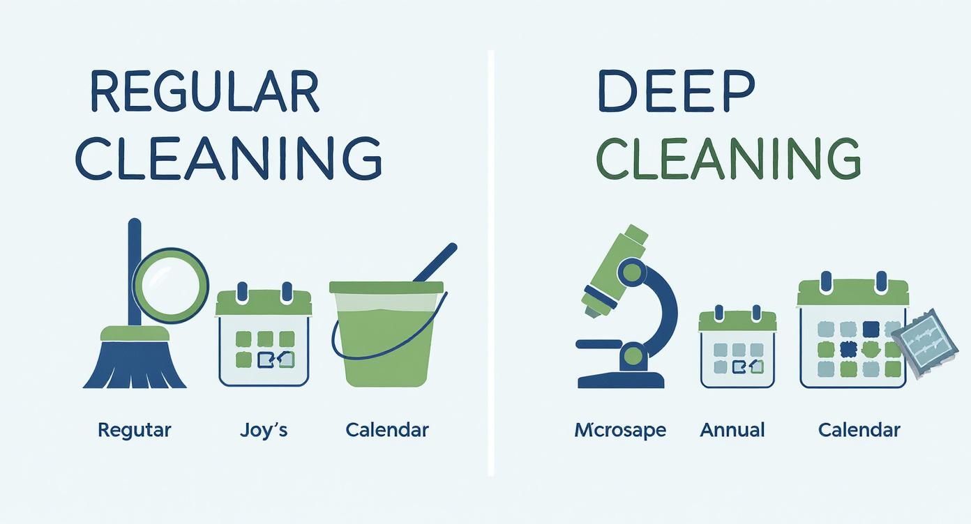 Infographic about deep cleaning vs regular cleaning