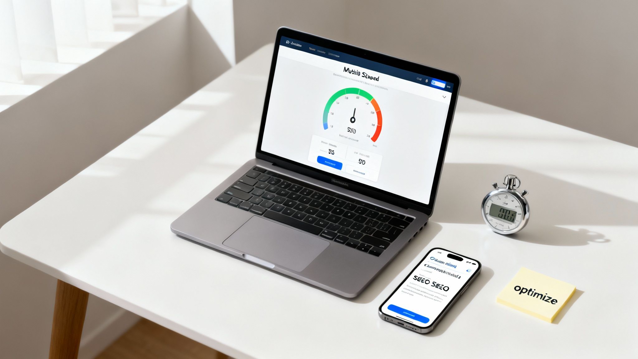 A person working on a laptop with code and website analytics in the background, representing technical SEO.