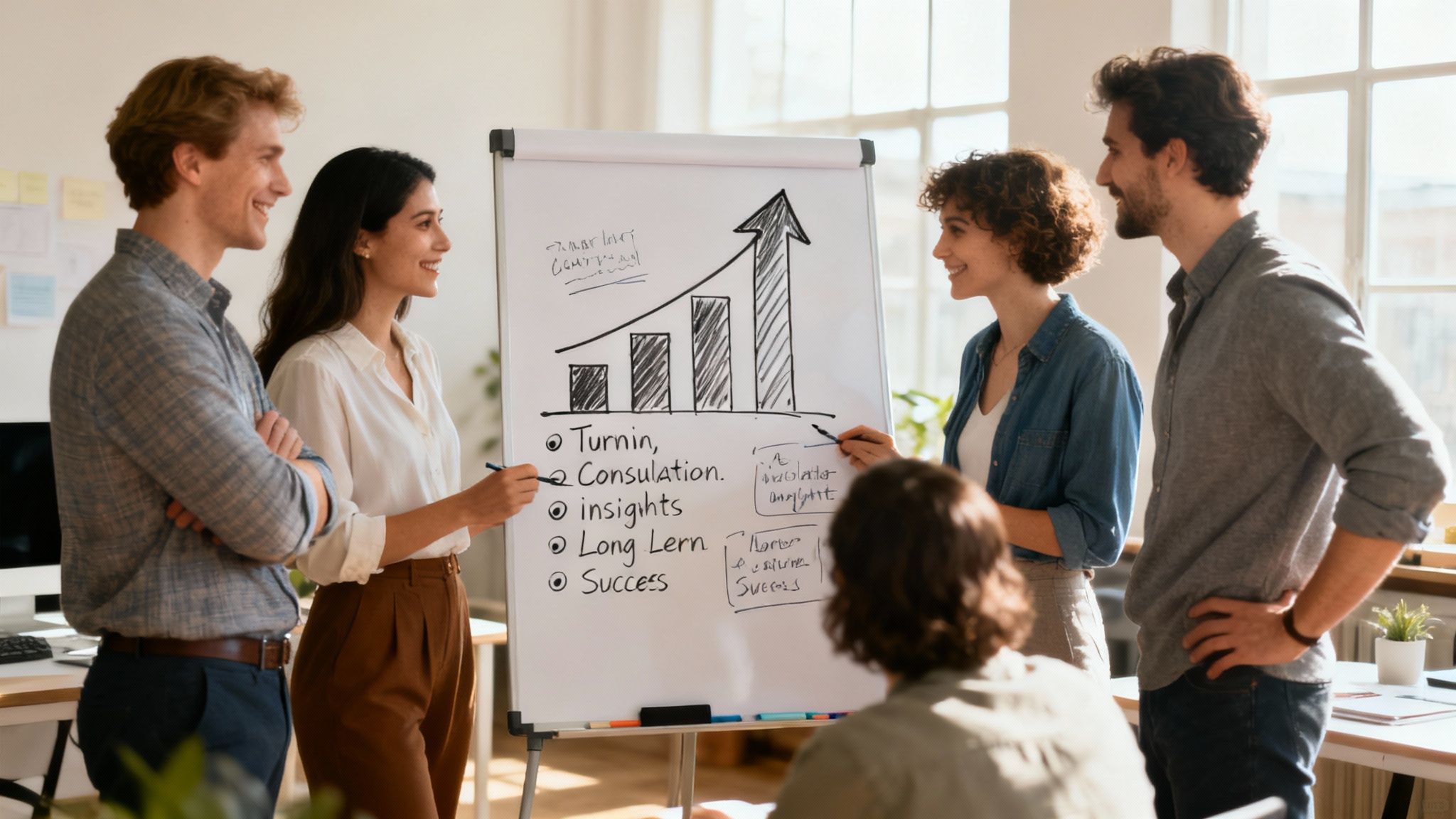 A person writing on a whiteboard, turning a digital marketing strategy into actionable steps for their team.