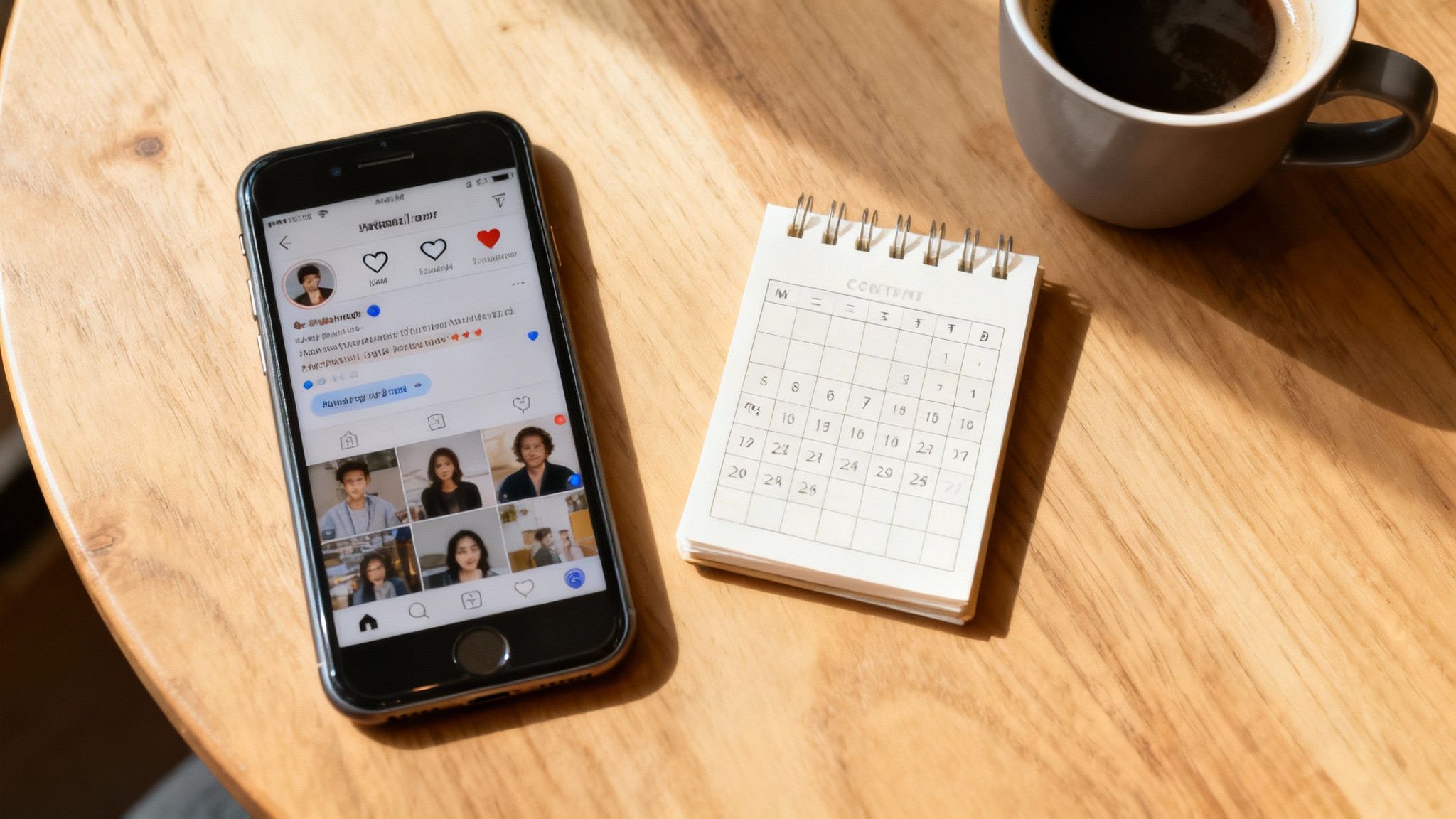 A person on their phone scrolling through a social media feed, showing engagement with a small business post.