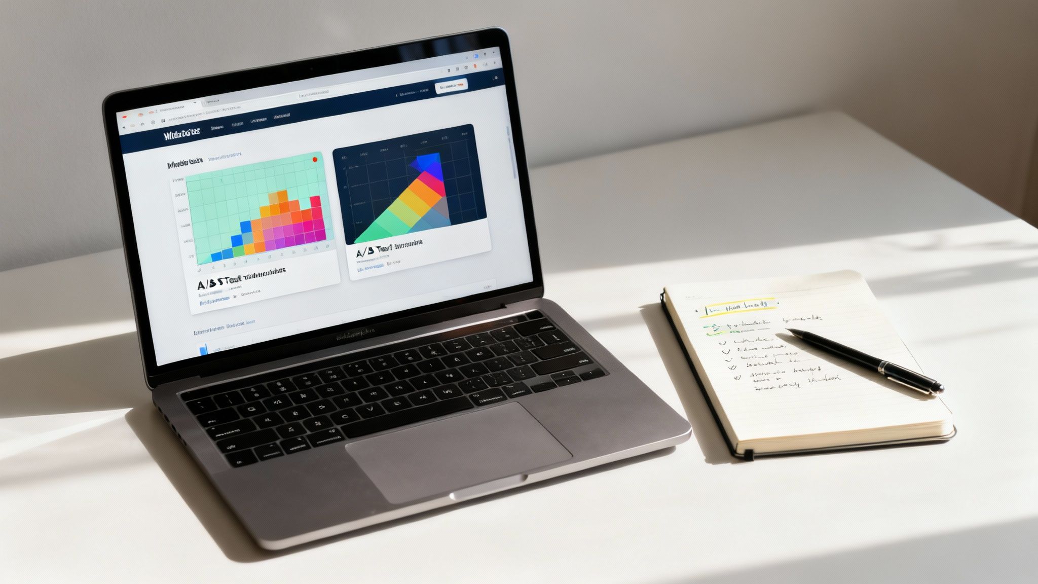 A digital interface showing analytics charts and graphs, representing the data-driven services of a CRO agency.