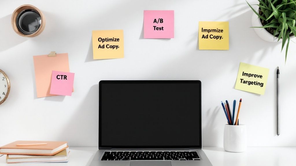 A checklist with a red pen, highlighting potential mistakes on a digital marketing report.
