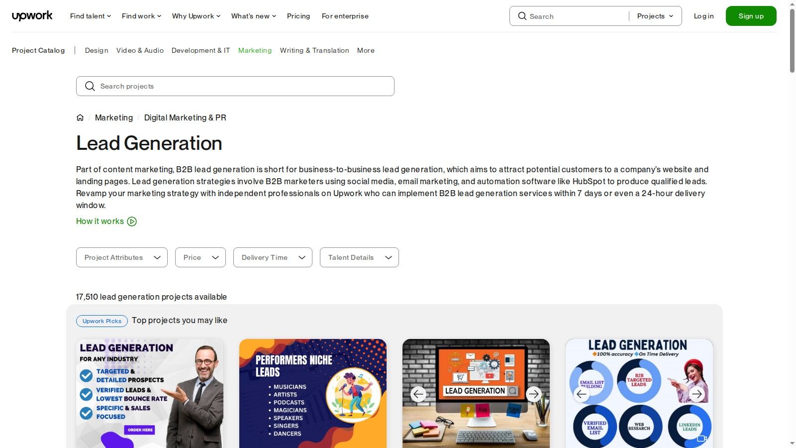 Upwork – Lead Generation Services Marketplace