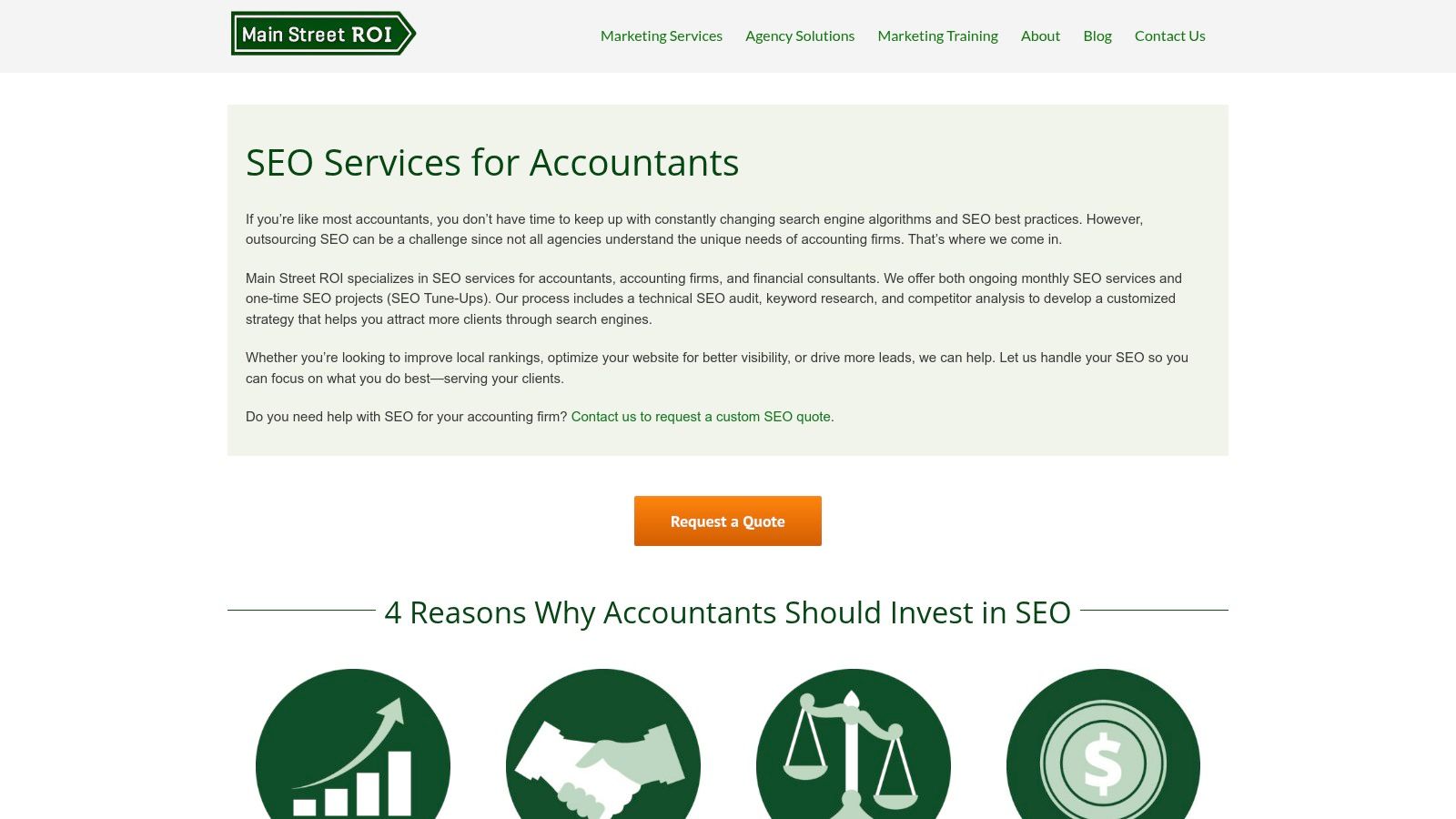 Main Street ROI – SEO Services for Accountants
