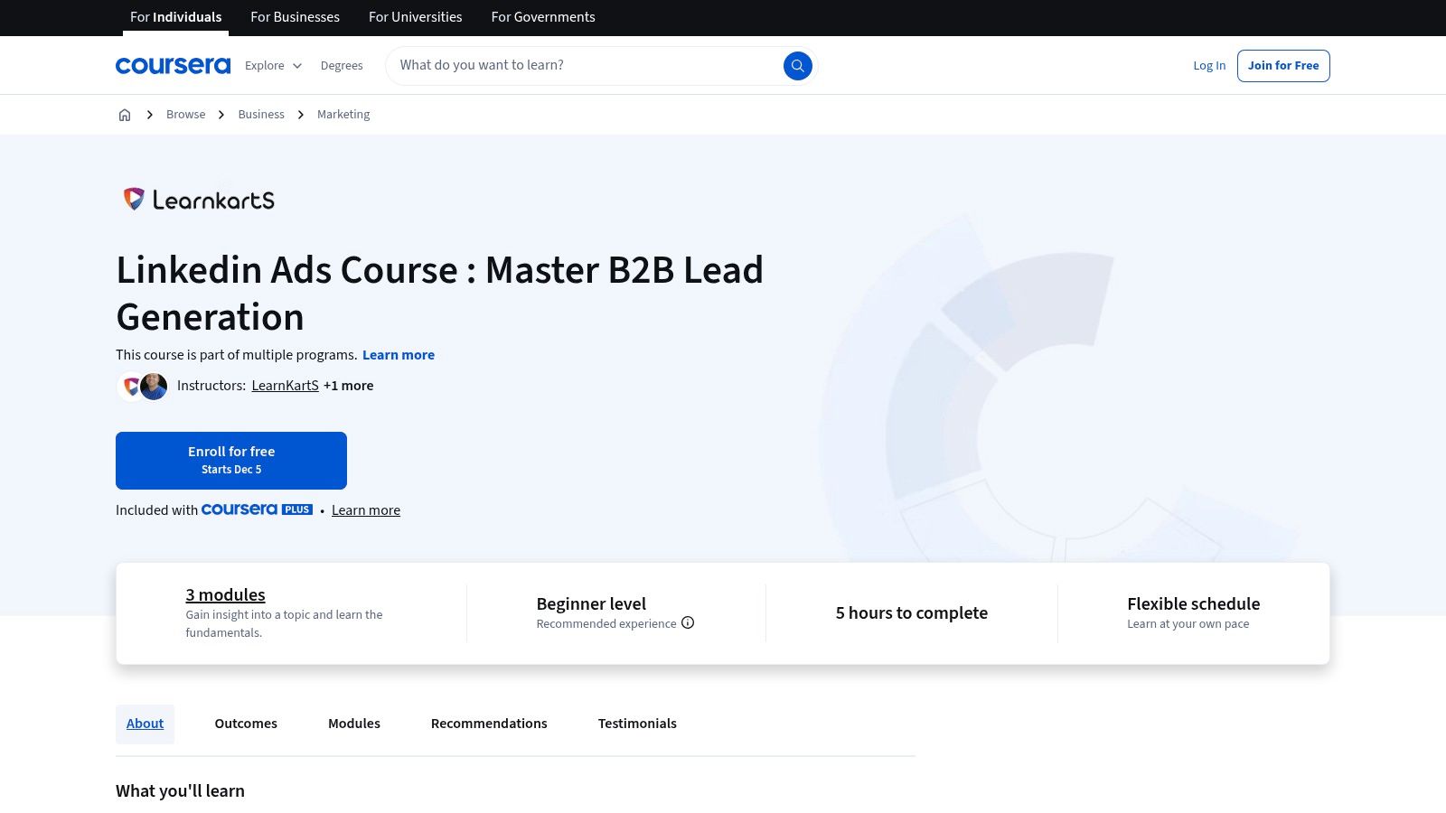 Coursera – LinkedIn Ads: Master B2B Lead Generation