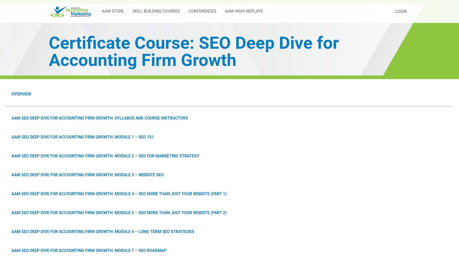 Association for Accounting Marketing (AAM) – SEO Certificate Course