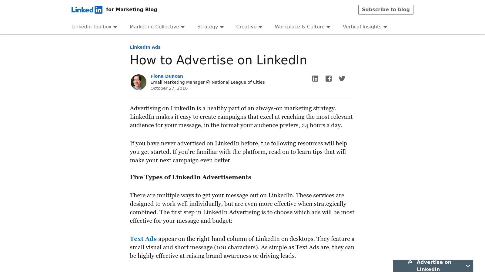 LinkedIn Business Blog – How to Advertise on LinkedIn
