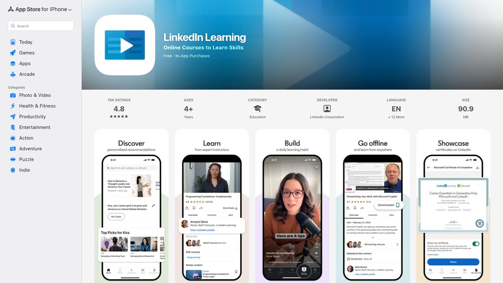 LinkedIn Learning — iOS app (Apple App Store)