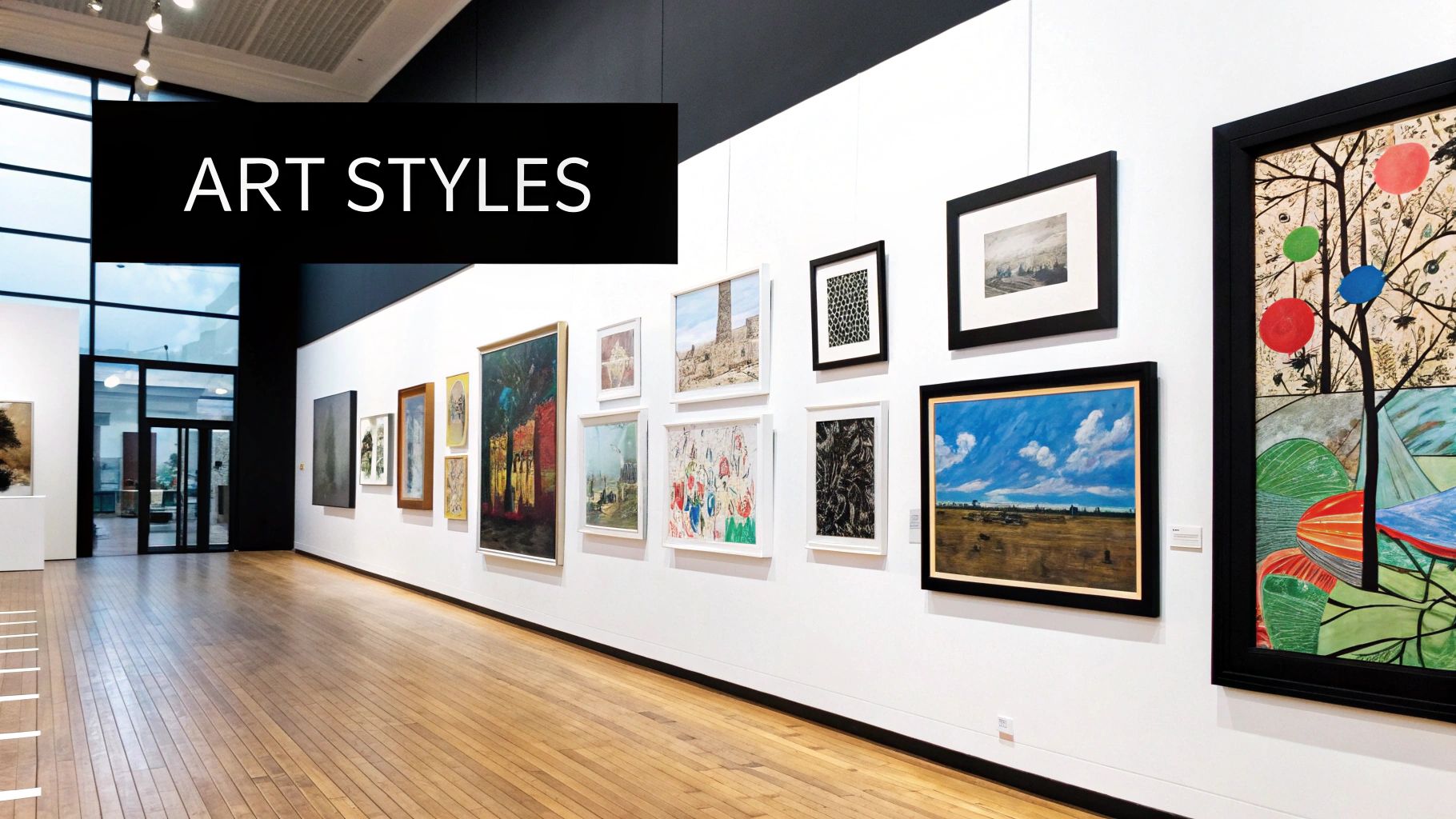 Art displayed in various ways within a home