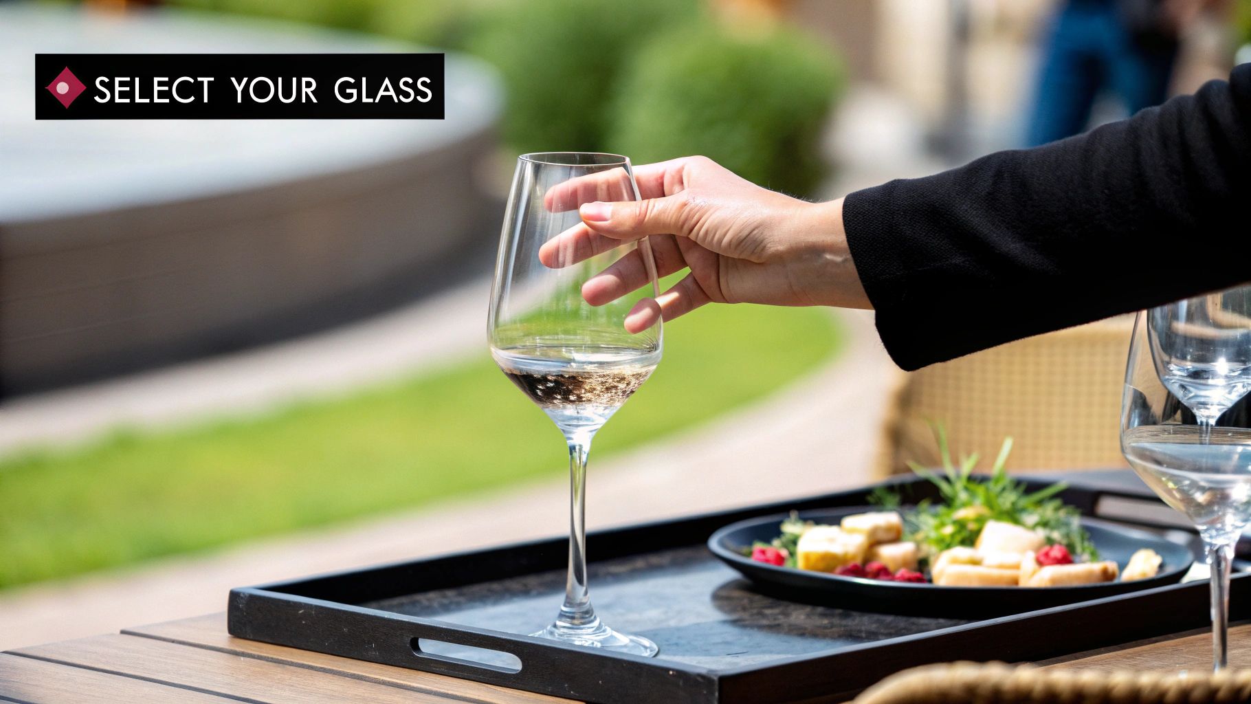 A glass of red wine being poured