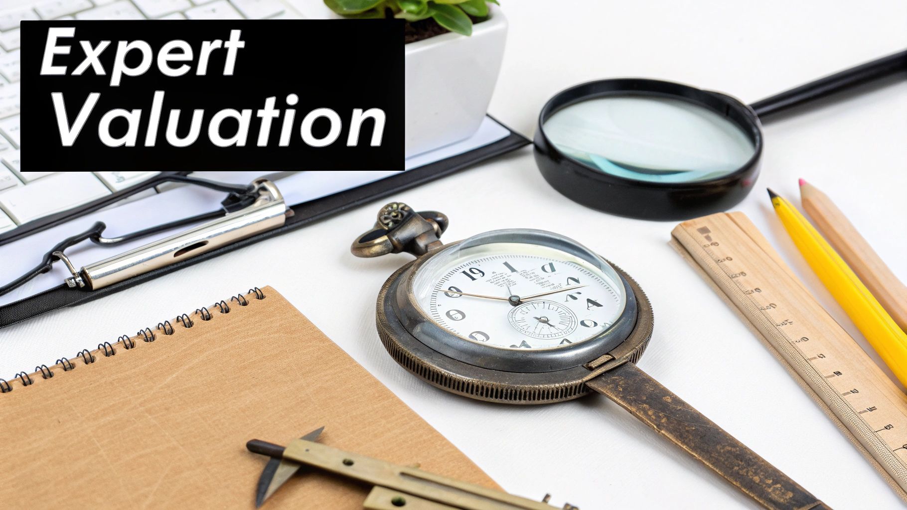 An appraiser examining an antique pocket watch