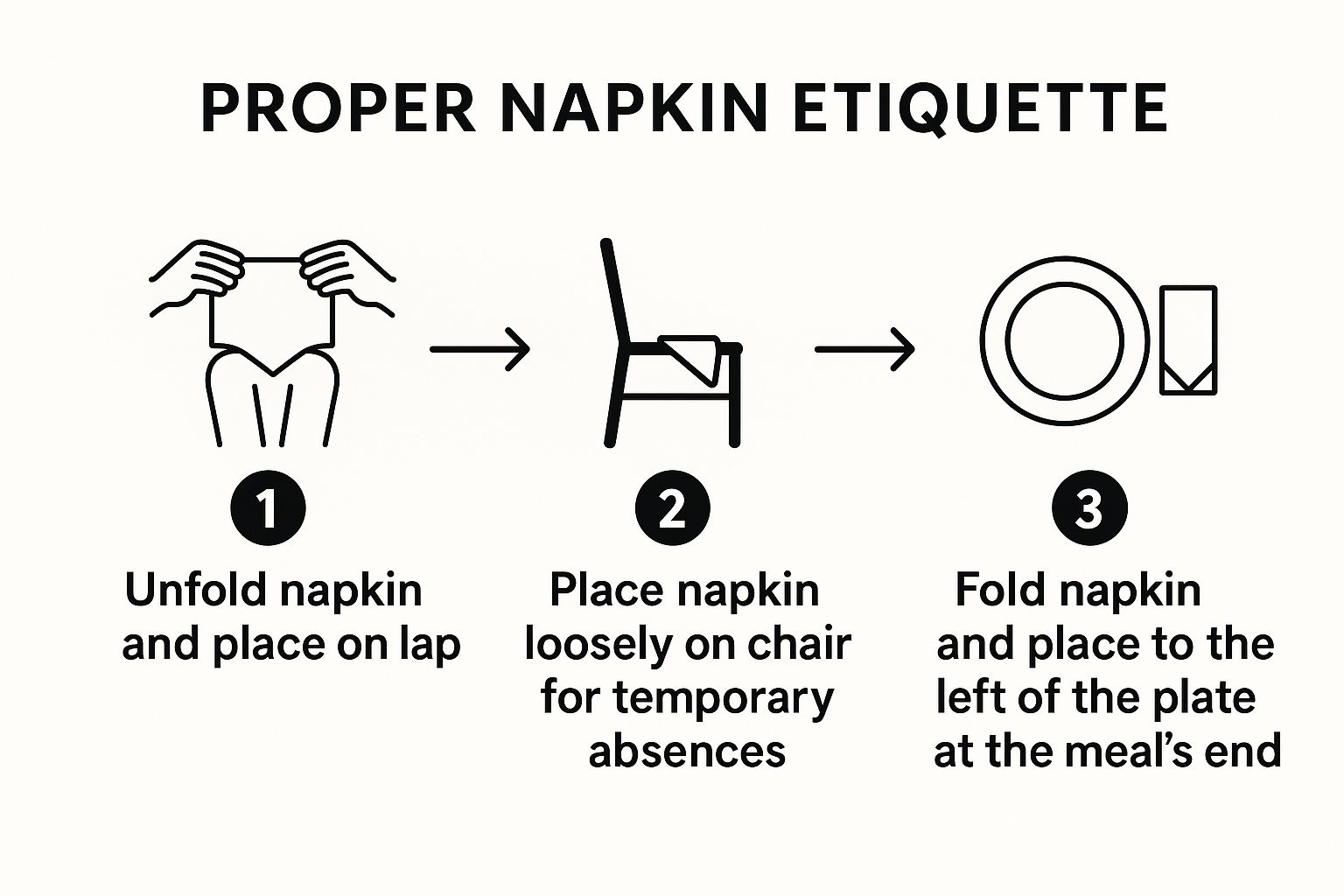 Infographic showing key data about Proper Napkin Etiquette