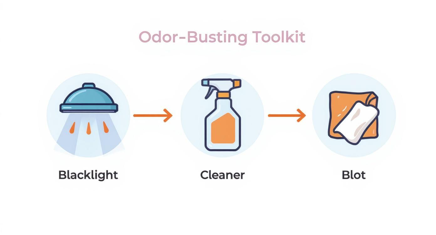 Infographic about how to remove pet urine smell from carpet