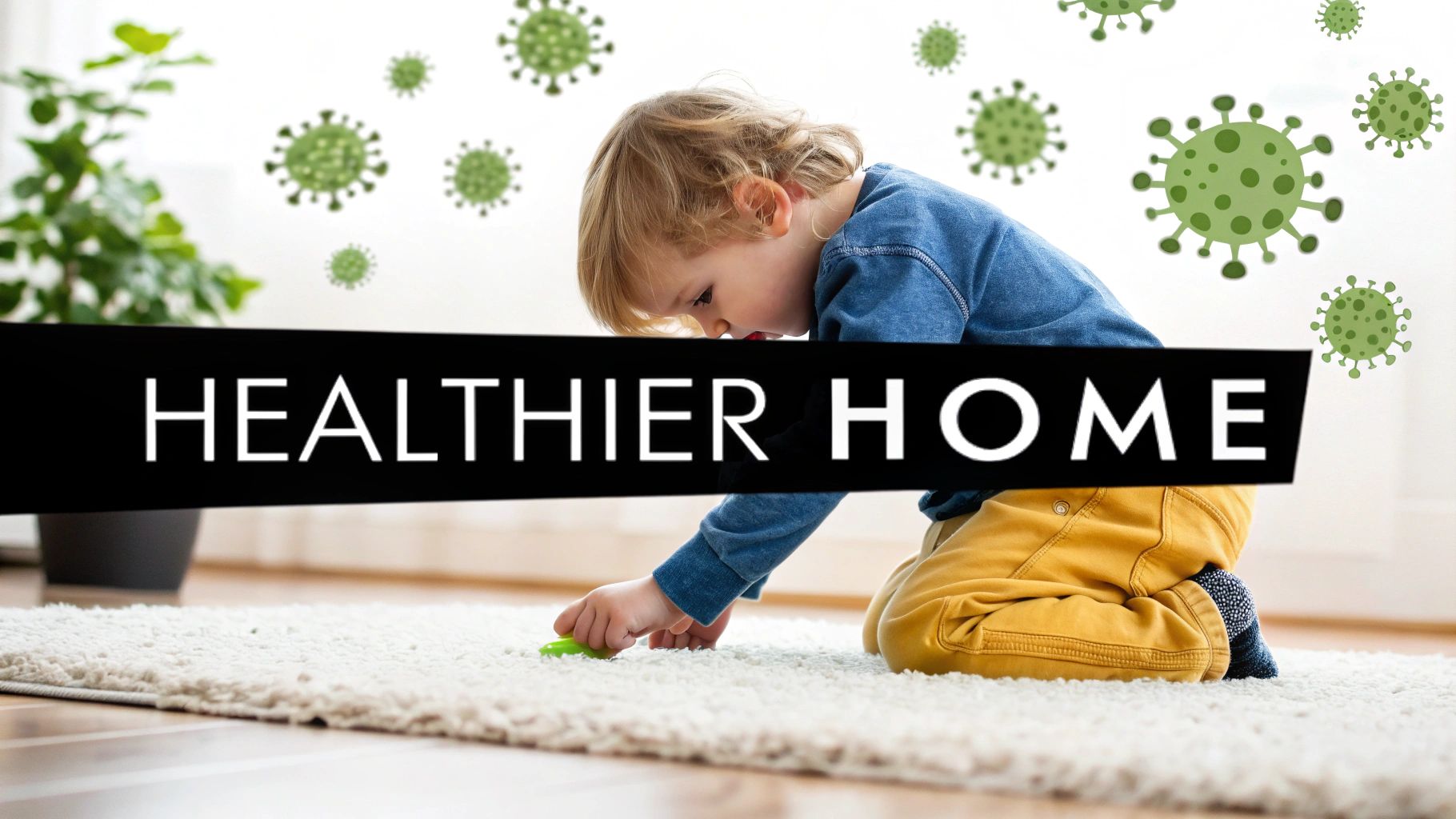 A happy family with a toddler playing on a clean, professionally maintained carpet.