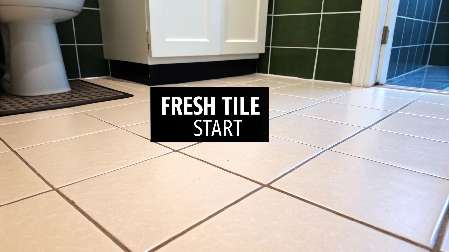 A clean, freshly regrouted shower with white subway tiles and dark grout