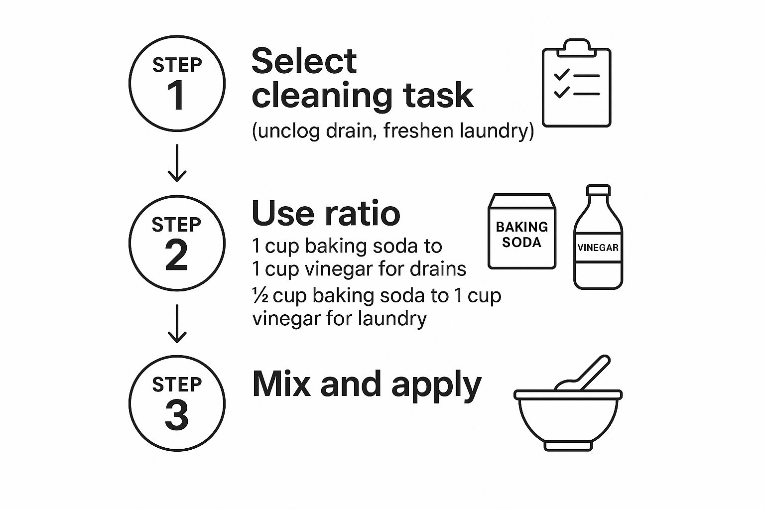 Infographic about baking soda to vinegar ratio