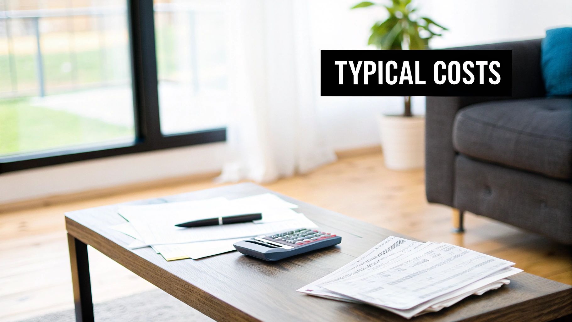 A clean and organized modern living room, representing a professionally cleaned home.